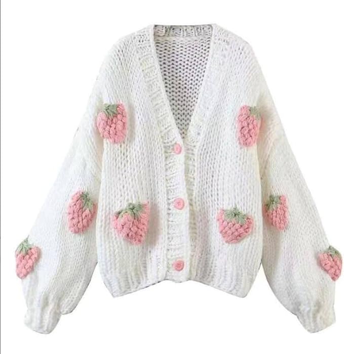 Japanese Strawberry Embroidered Knit Cardigan