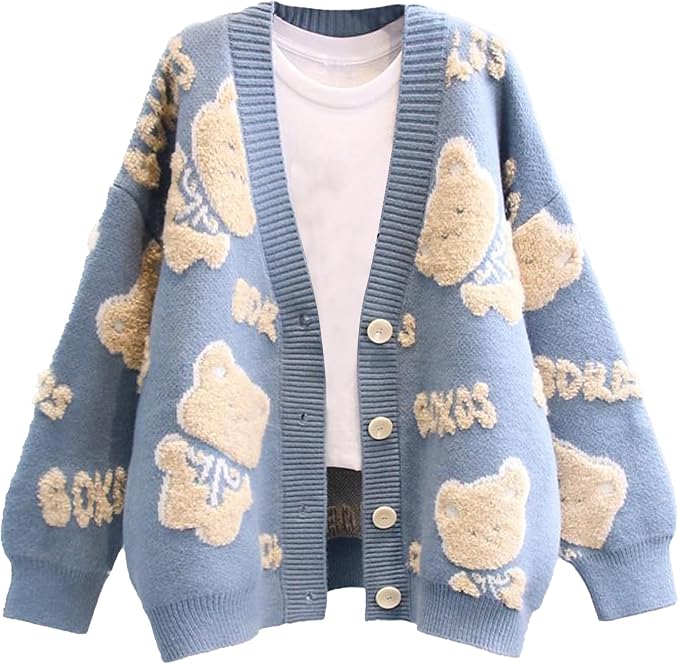 Chevara Cute Bear Knitted Cardigan